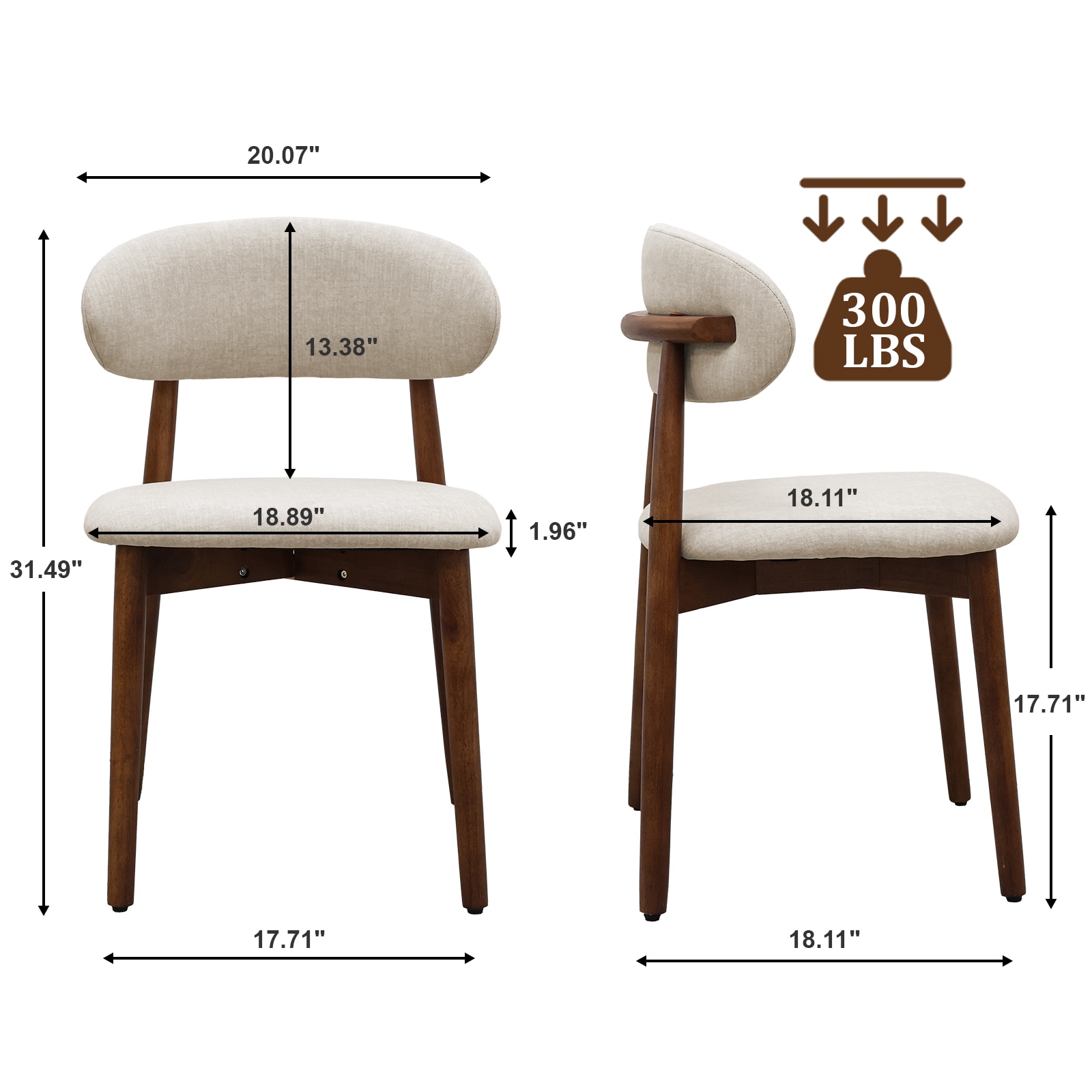 Warm Grey Flannelette Upholstered Dining Chair With Walnut Solid Wood Legs, Armless Chair Set Of 4 For Kitchen, Restaurant, Living, Meeting Room_maomaolike.com